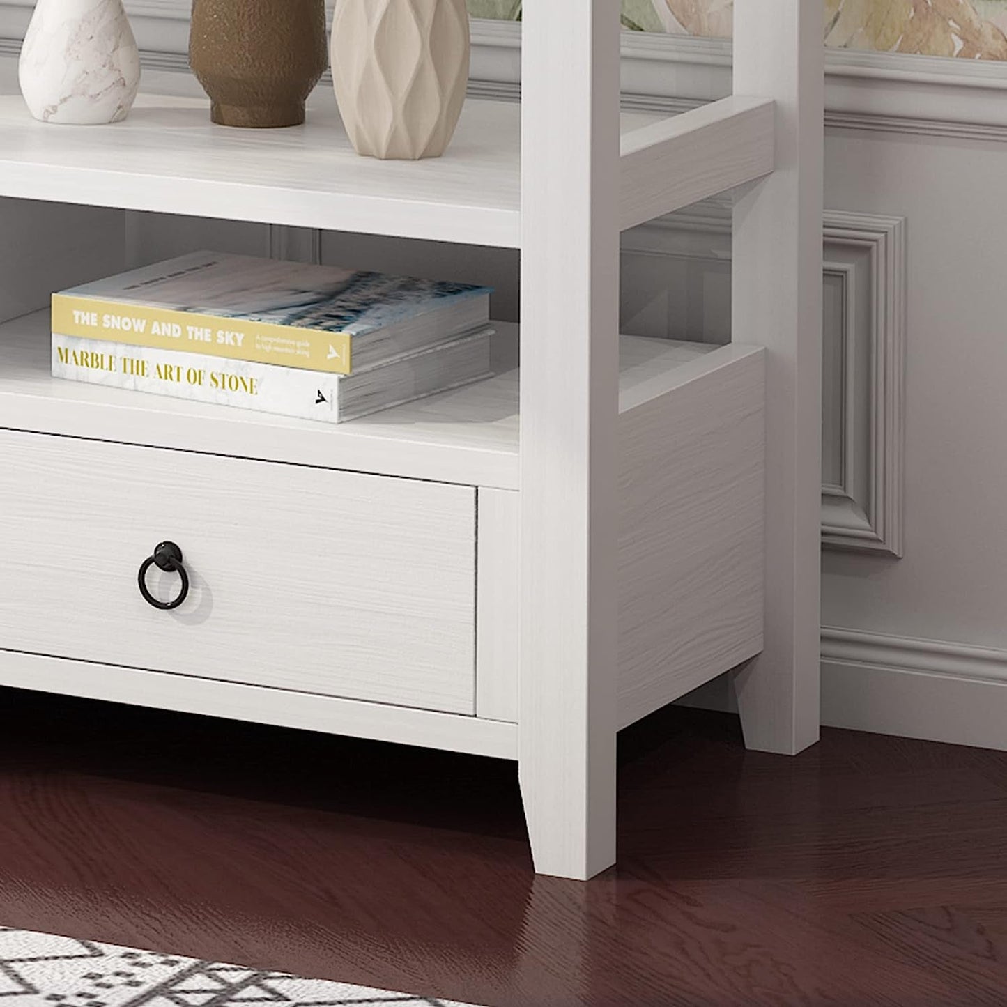 Vintage White Console Table with Storage Drawers