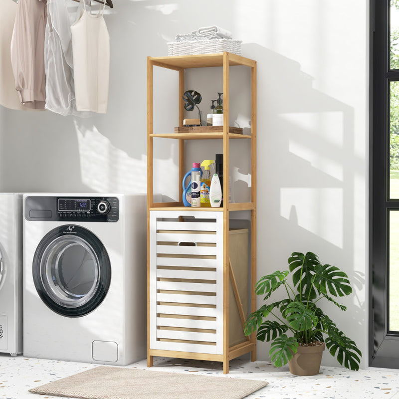 4-Tier Tilt-Out Laundry Hamper with Storage Shelves for Laundry Room