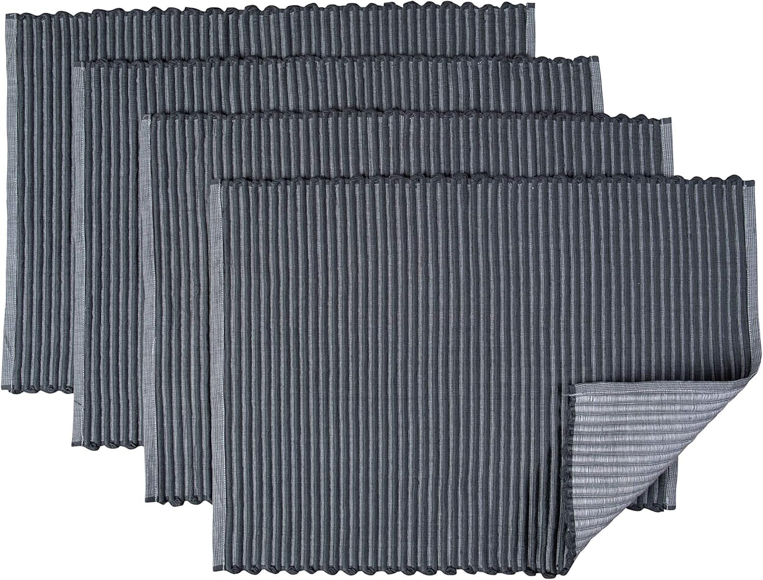 Placemats Set of 4, Woven Cloth Placemat Set, 14X19 In, Gray Boho Place Mats for Kitchen or Dining Table, Washable Cotton Table Mats