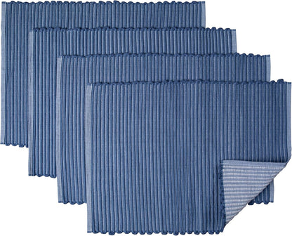 Placemats Set of 4, Woven Cloth Placemat Set, 14X19 In, Gray Boho Place Mats for Kitchen or Dining Table, Washable Cotton Table Mats