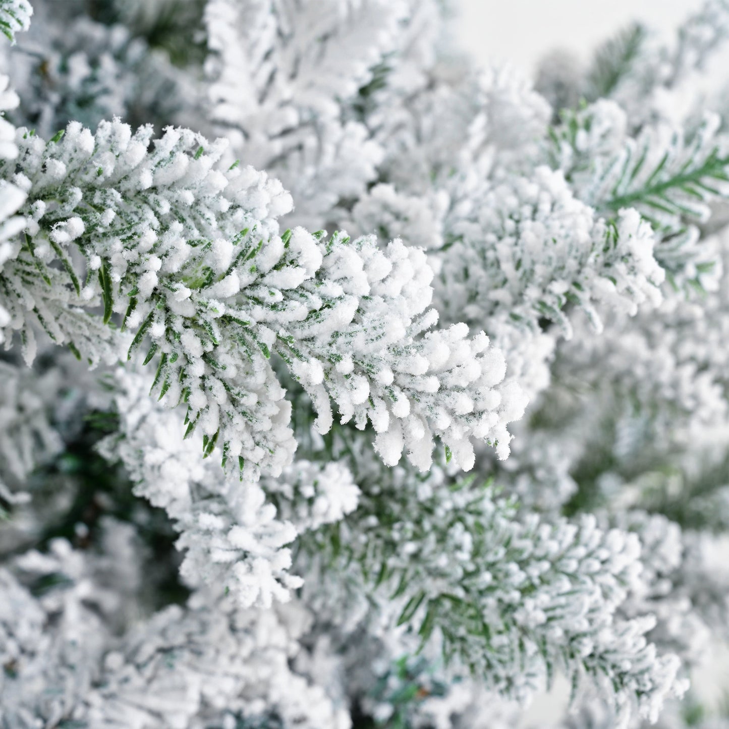 Premium 7FT Snow Flocked Hinged Artificial Christmas Tree with Fluffy