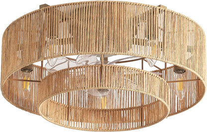 20 Inch Boho Caged Ceiling Fans with Lights Flush Mount, Layered