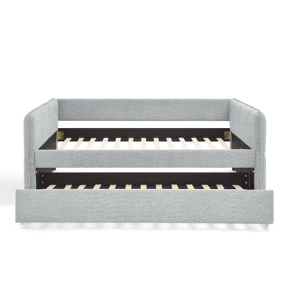 Upholstered Tufted Daybed Sofa Bed with Trundle and Convertible Design