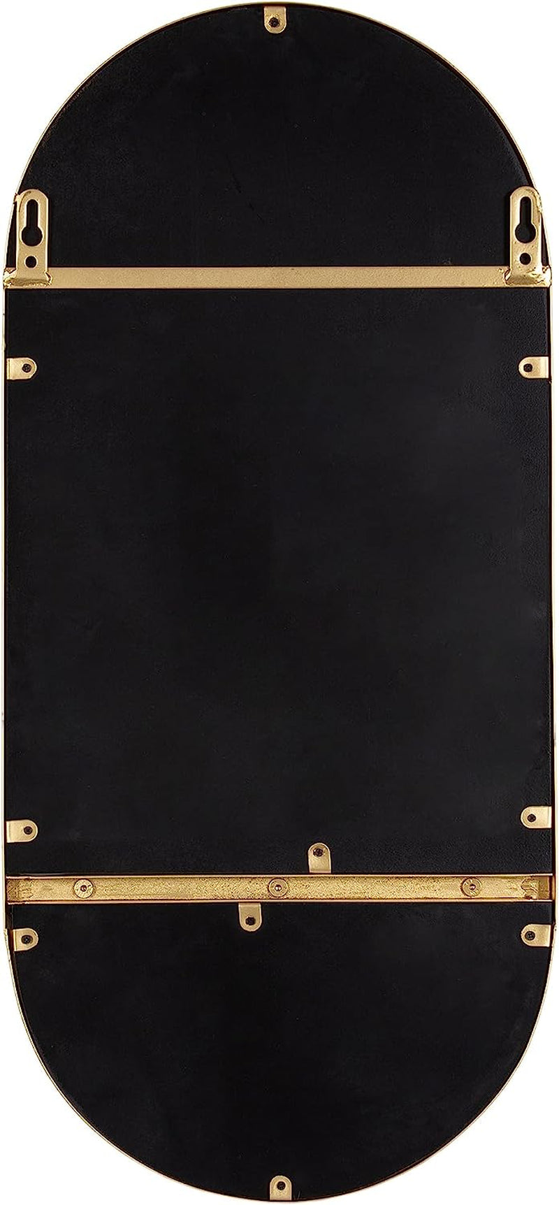 Estero Modern Metal Oval Mirror with Rounded Shelf, 11 X 25, Gold,