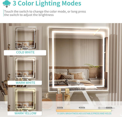 Small Makeup Vanity Desk with Fabric Drawers, 32 Inch White Vanity