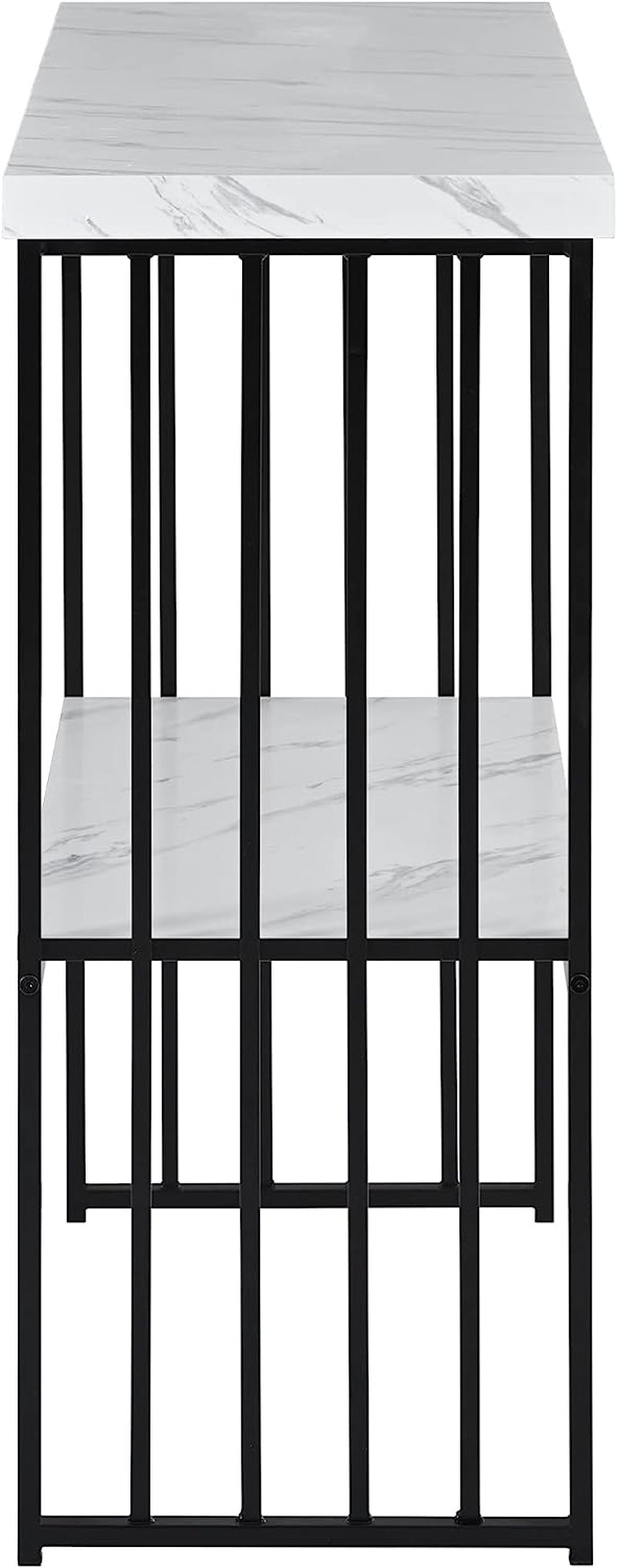 Contemporary Marble Top Console Table with Storage Shelf