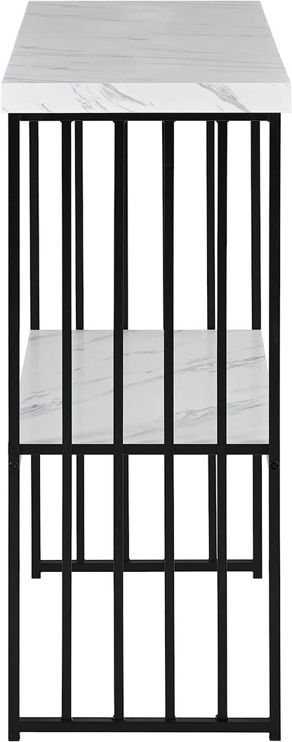 Contemporary Marble Top Console Table with Storage Shelf