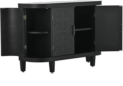 Coffee Bar Cabinet with Sliding Barn Door, 55 Inch