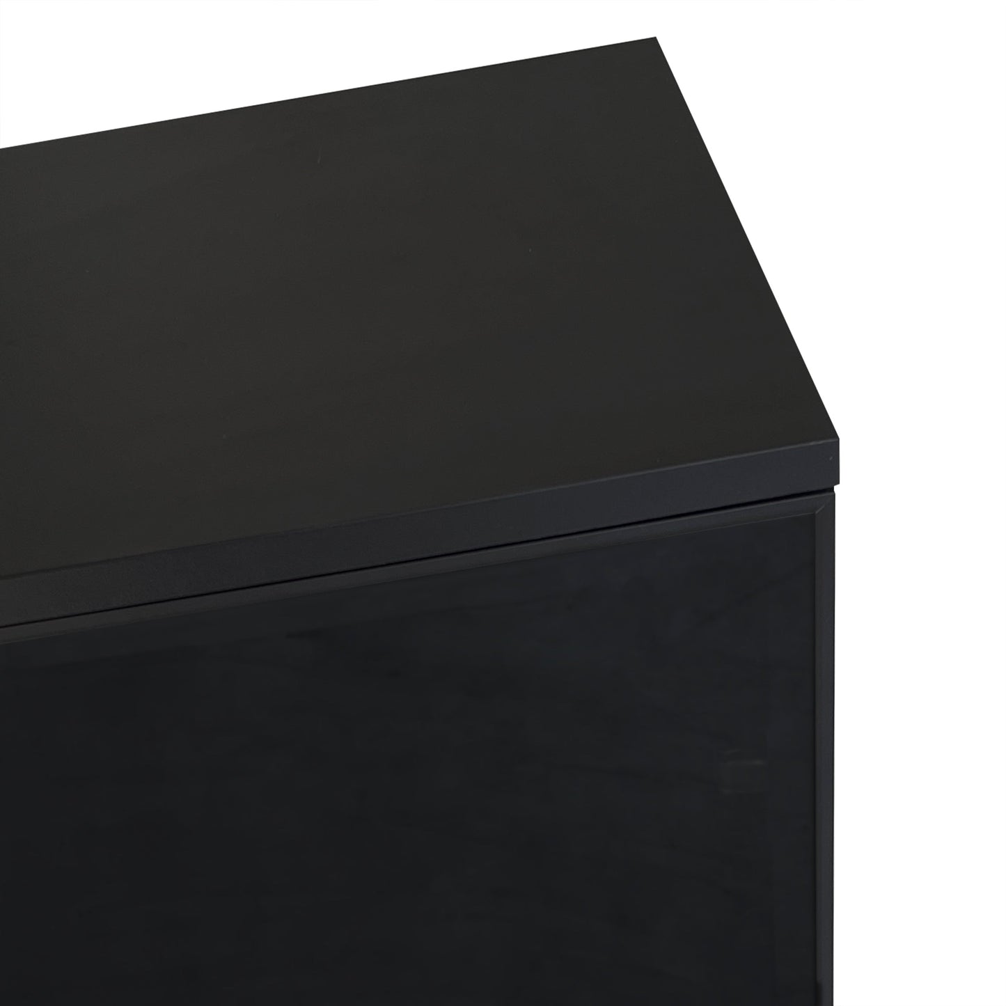 Featured Two-door Storage Cabinet with Two Drawers and Metal Handles,