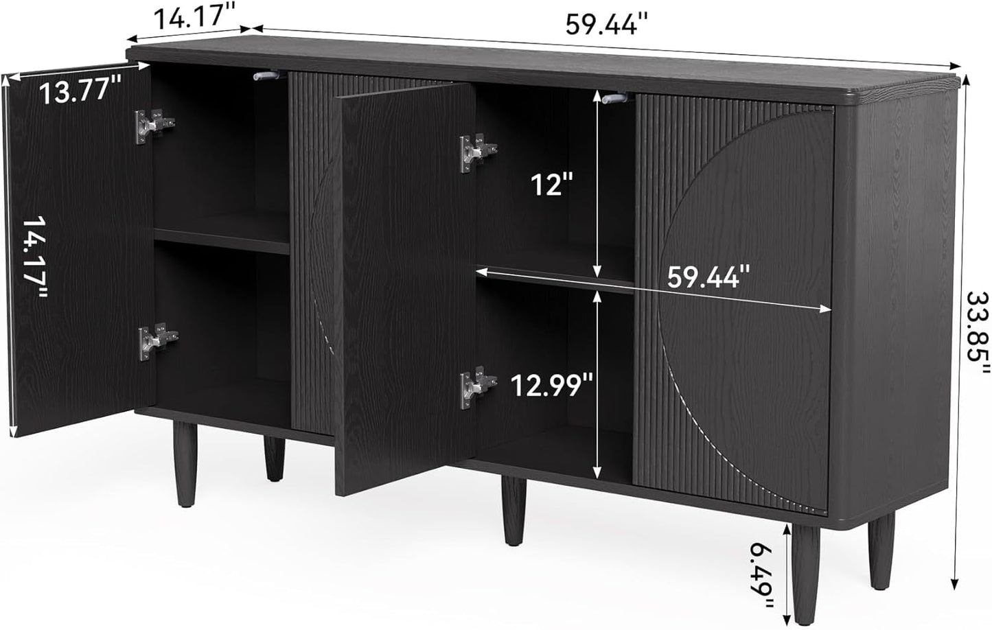 59-Inch Buffet Cabinet Sideboard with Storage, Modern Sideboard Buffet