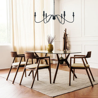 Black Chandelier,6-Light Rustic Industrial Iron Chandeliers for Dining