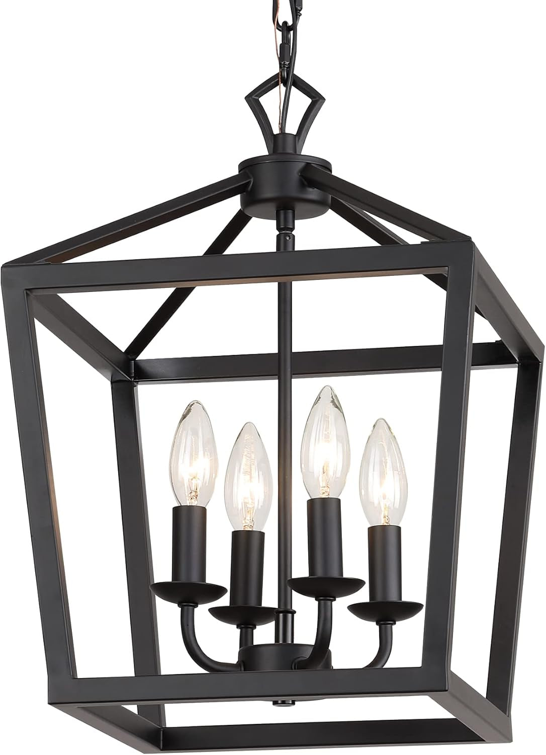 Farmhouse Rustic Black Lantern Chandelier Hanging Light Fixture