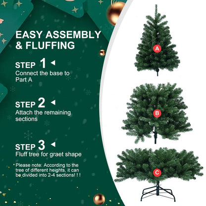 7.5ft Christmas Tree with Memory Wire, 1200 Tips Hinged Artificial PVC