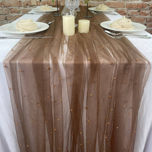 Elegant White Pearl Table Runner for Weddings  Events
