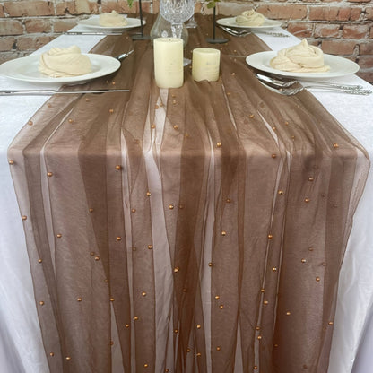 Elegant White Pearl Table Runner for Weddings  Events
