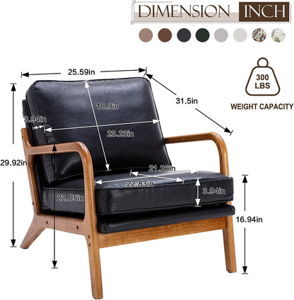 Modern Black Accent Chair with Thick Cushion