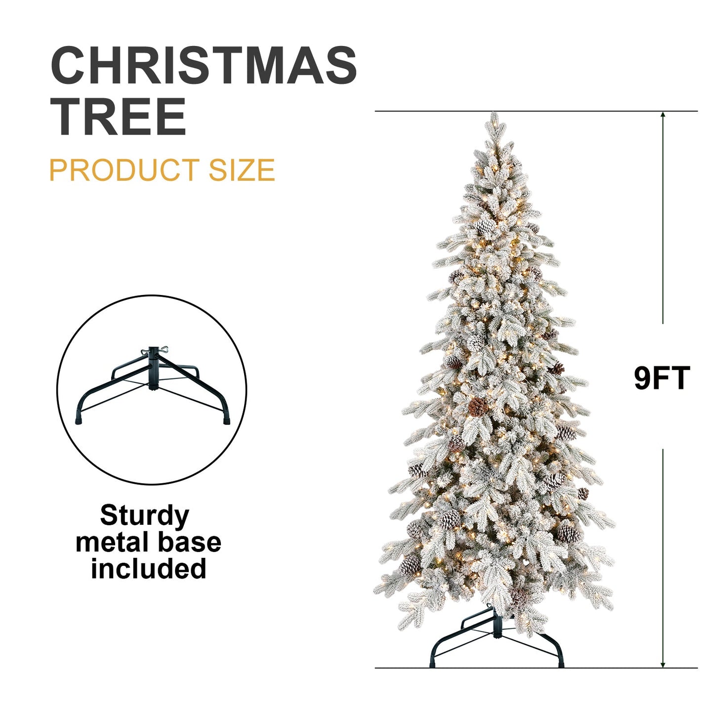 6FT Flocked PE/PVC Christmas Tree with 600 Warm White LED Lights – 935