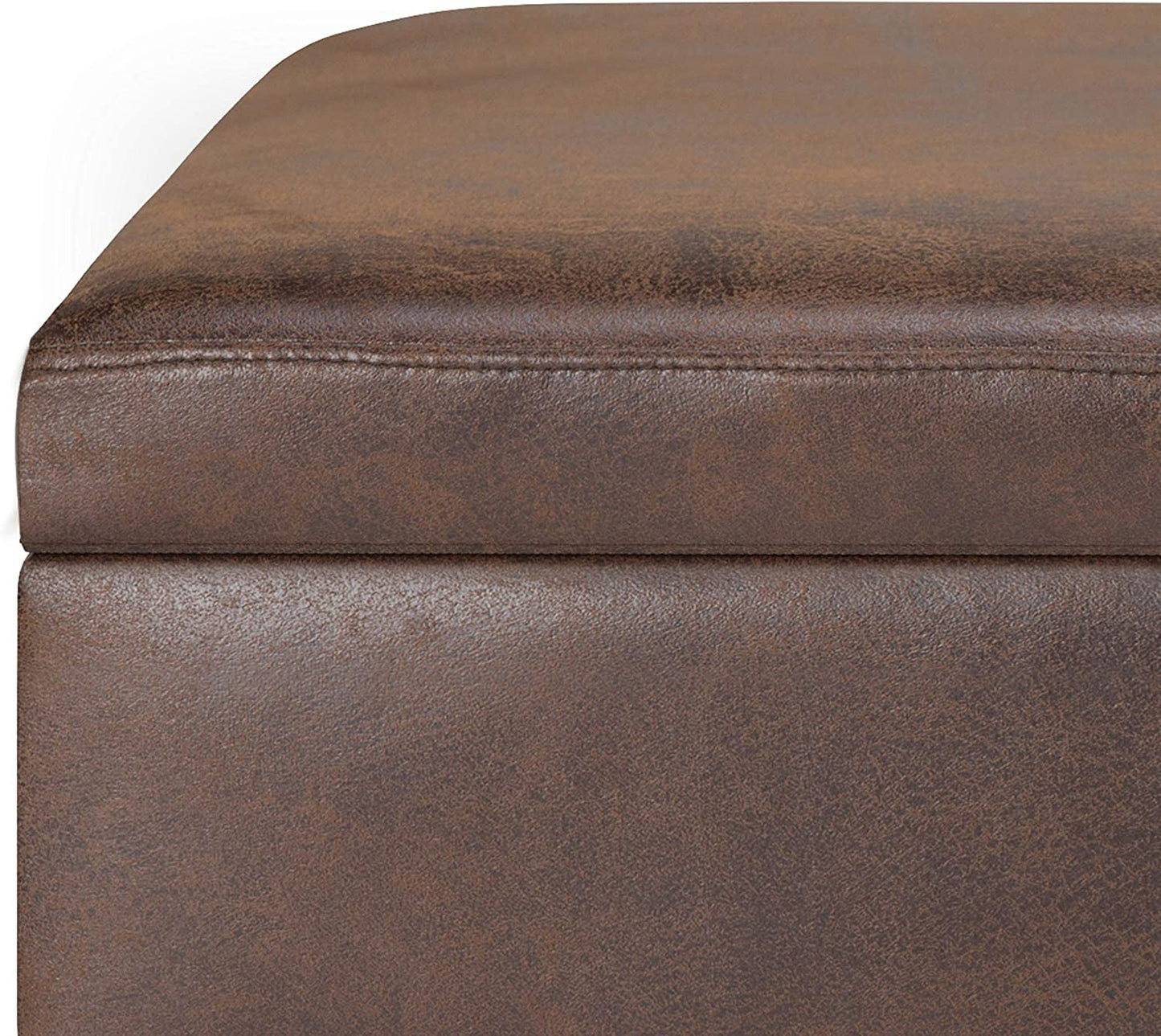 Mid Century Modern Storage Ottoman in Chestnut Brown