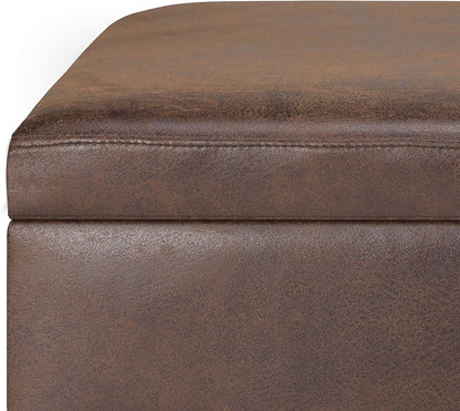 Mid Century Modern Storage Ottoman in Chestnut Brown