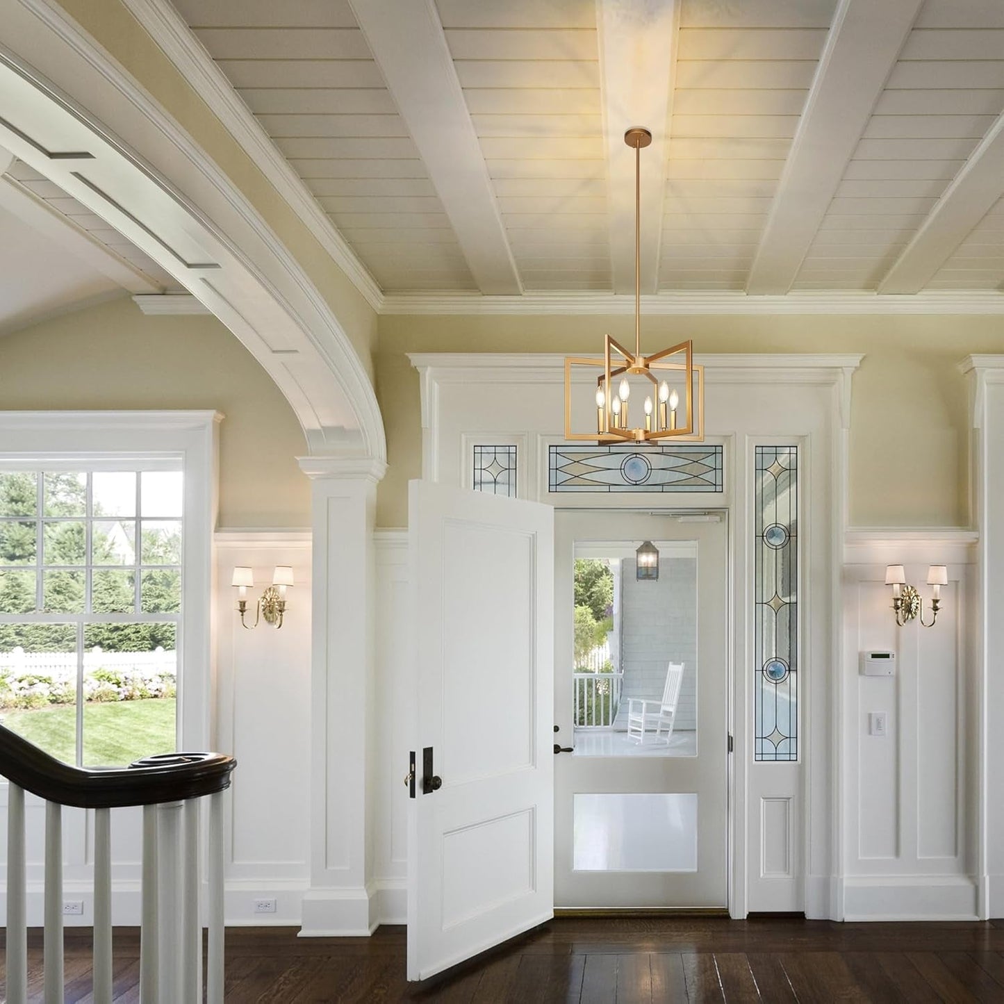 6-Light Gold Pendant Light, Modern Farmhouse Dining Room Light