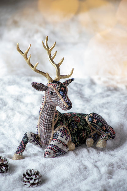 12.2x6.3x10.5' Velvet Foam Sitting Deer