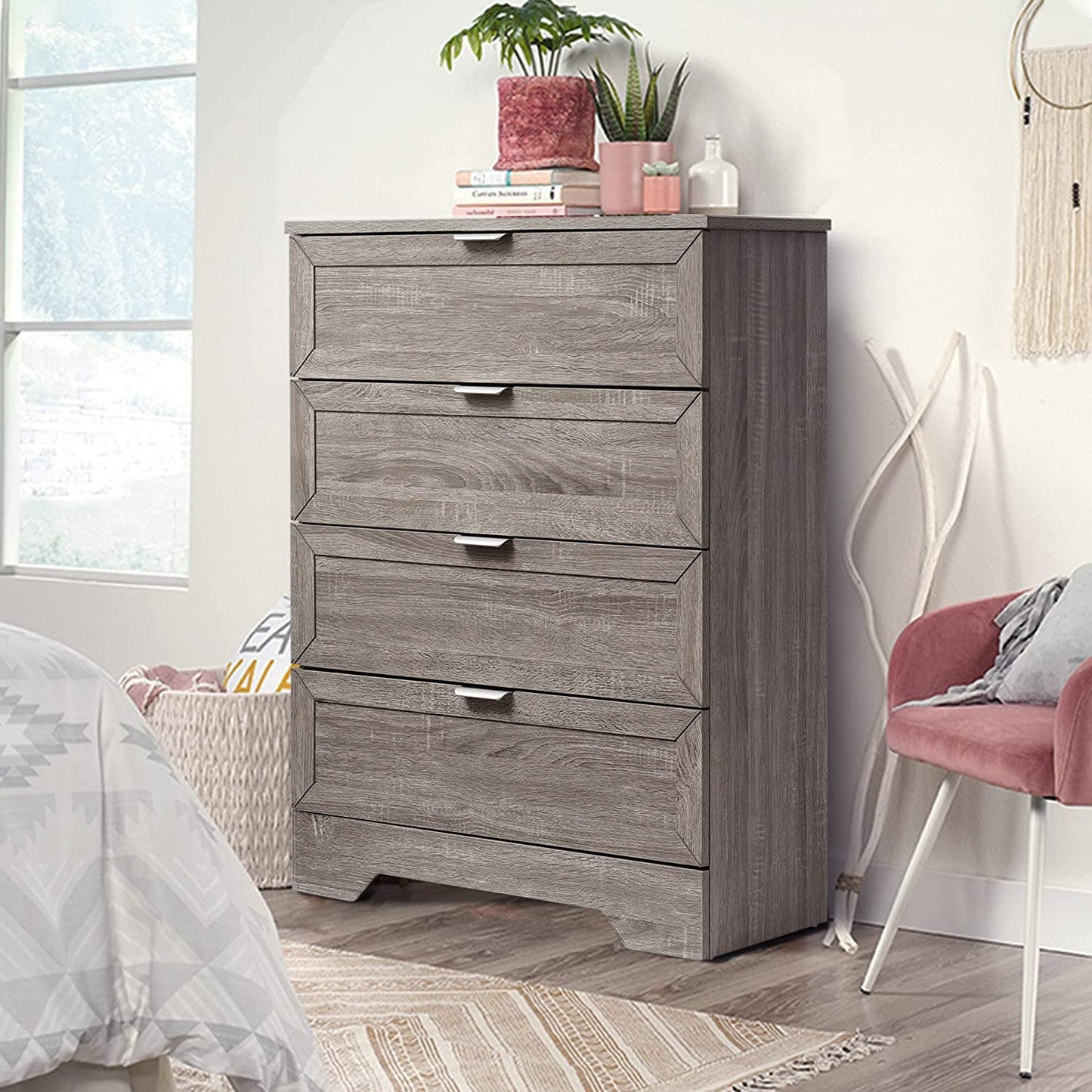 4-Drawer Farmhouse Dresser, Wash Grey
