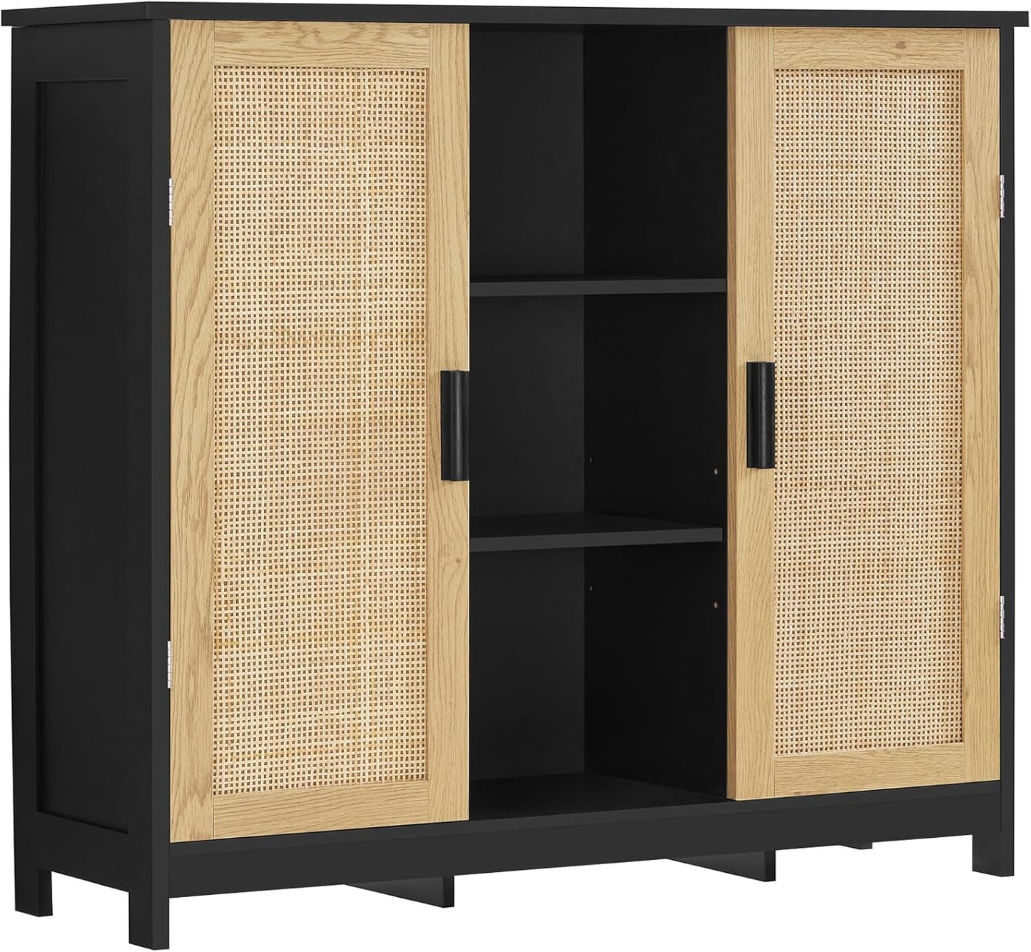 Storage Cabinet Rattan Credenza for Living Room and Coffee Bar, Multifunctional
