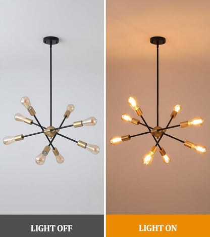 8 Lights Dining Room Light Fixtures Modern Sputnik Chandelier Black