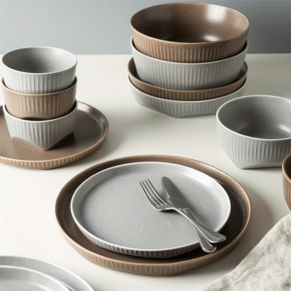 Elegant Mist Gray Porcelain Dinner Plate Dishwasher  Microwave Safe