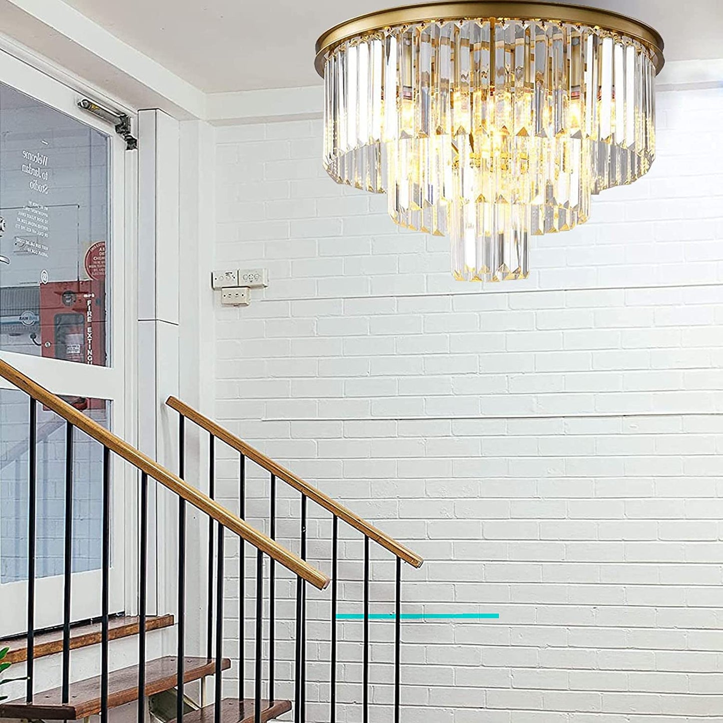 Gold Modern Crystal Chandelier Lighting K9 Crystal round Chandelier Hanging Ceiling Light Fixture 3-Tier Contemporary Crystal Pendant Light for Dining Room Living Room Bedroom