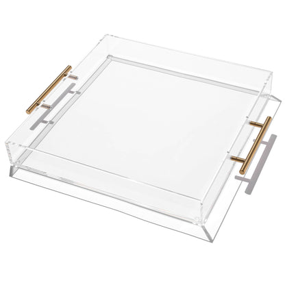 Vikko - Grace, Acrylic Tray with Gold Handle 14"x 14"x 2"
