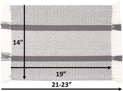 Placemats Set of 4, Woven Cloth Placemat Set, 14X19 In, Gray Boho Place Mats for Kitchen or Dining Table, Washable Cotton Table Mats