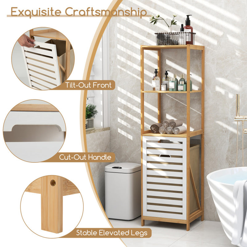 4-Tier Tilt-Out Laundry Hamper with Storage Shelves for Laundry Room