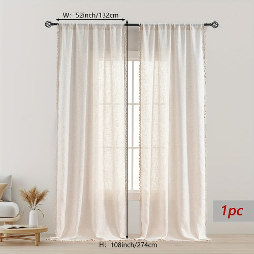 Natural Wood Bohemian Lace Curtain  Light and Privacy