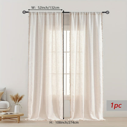 Natural Wood Bohemian Lace Curtain  Light and Privacy