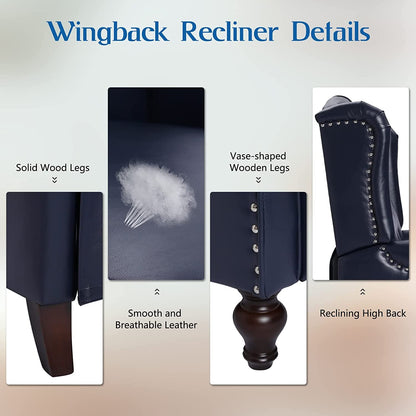 Wingback Recliner Chair with Massage and Heat, Tufted Push-Back, Ergonomic Support