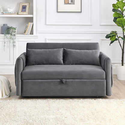 55″ Velvet Convertible Sofa Bed with Adjustable Backrest