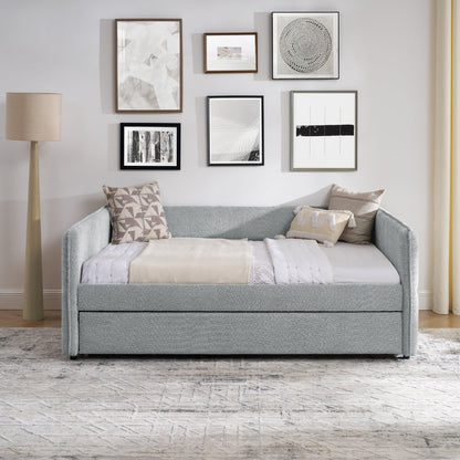 Upholstered Tufted Daybed Sofa Bed with Trundle and Convertible Design
