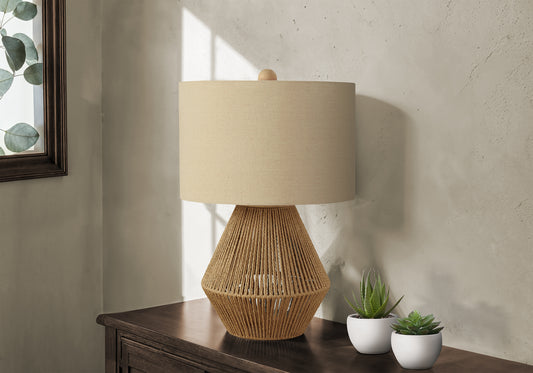 Lighting, 22'h, Table Lamp, Brown Rope, Beige Shade, Transitional
