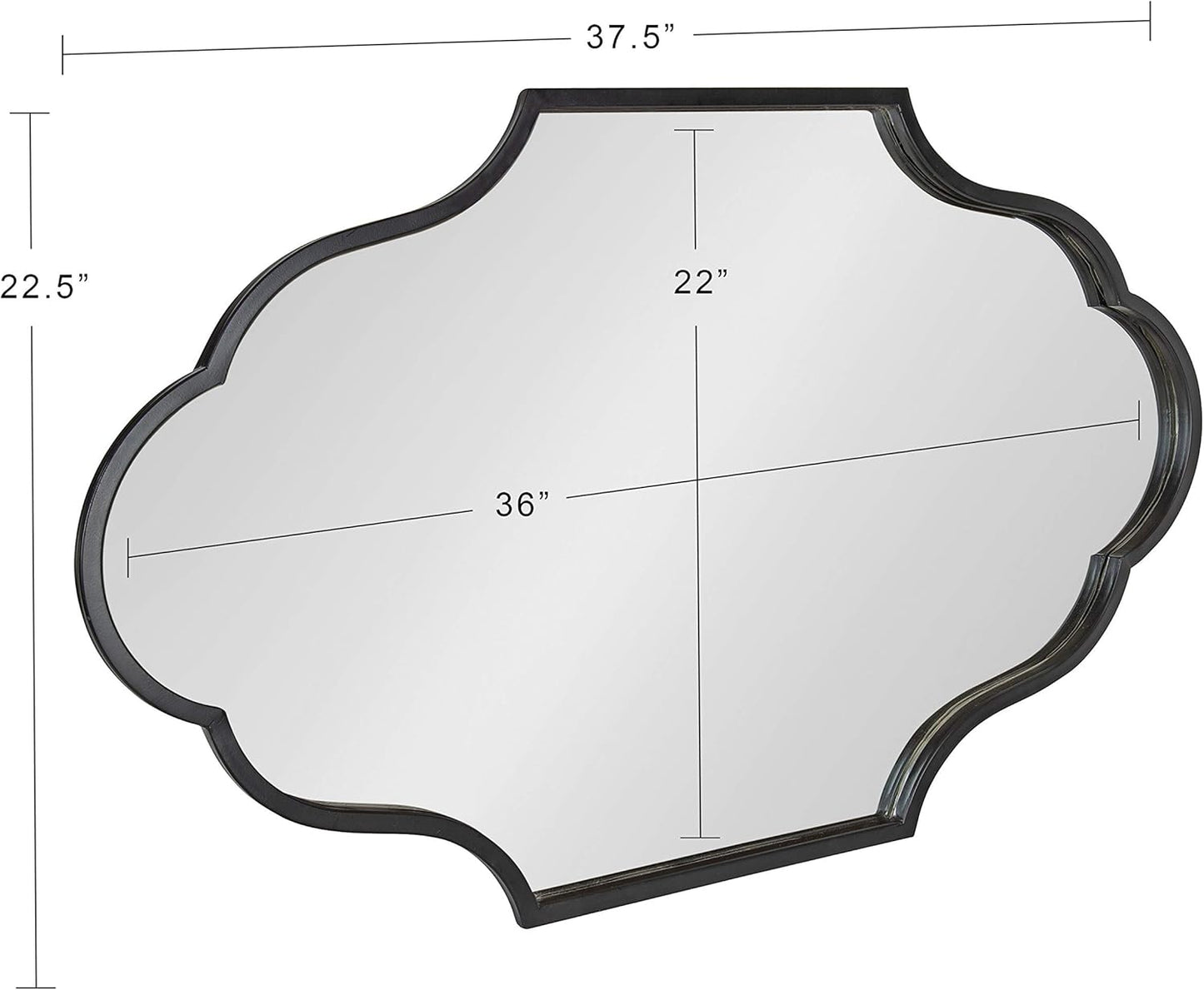 Kate and Laurel Rowla Glam Scalloped Wall Mirror, 23" X 37", Black, Chic, Sophisticated Accent Mirror for Decor or Bathroom Vanity