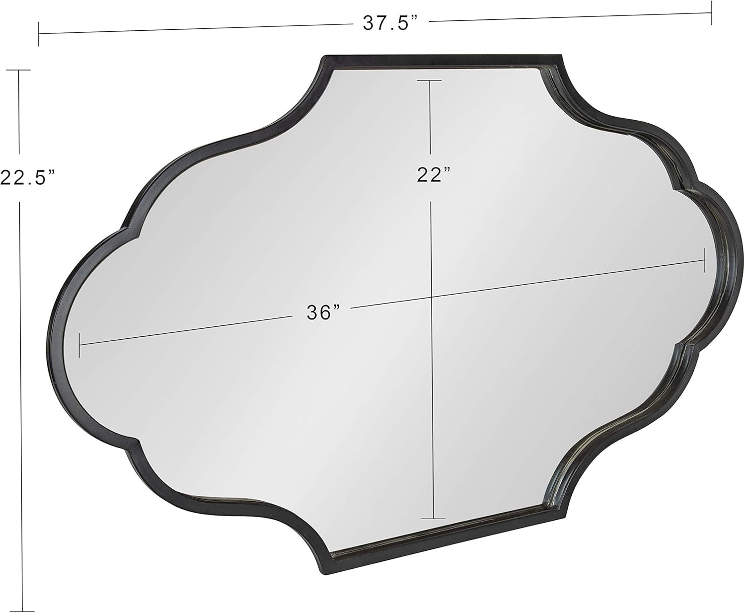 Kate and Laurel Rowla Glam Scalloped Wall Mirror, 23" X 37", Black, Chic, Sophisticated Accent Mirror for Decor or Bathroom Vanity