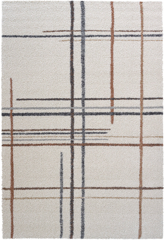 Arianna Beige, Brown, Charcoal, Gold, Gray, Ivory, Rust and White Polypropylene Area Rug