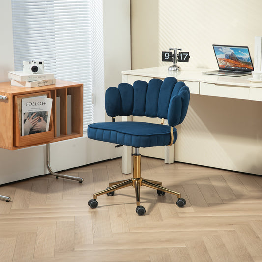 COOLMORE Velvet Home Office Desk Chair, Modern Cute Computer Chair, Wheels Swivel Height Adjustable Swivel Task Chair for Home Office (Navy Velvet)