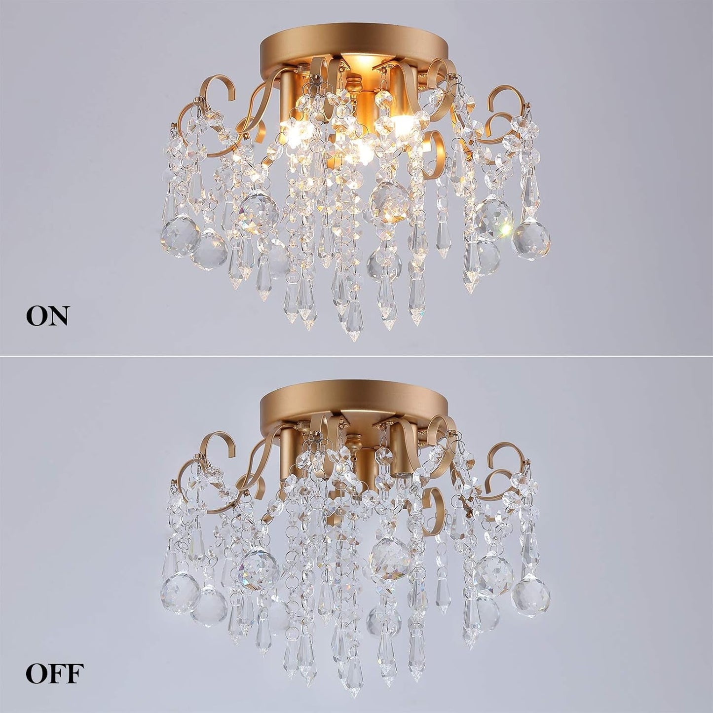 Small Chandelier, Modern Gold Mini Crystal Chandelier Ceiling Light