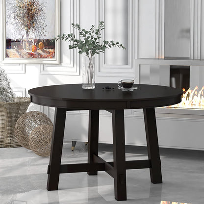 Espresso Extendable Farmhouse round Wood Table