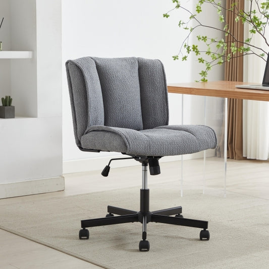 Armless Desk Chairs with Wheels Office Chair Vanity Chair with Technical Cloth Adjustable Swivel Computer Task Chairs for Home Base, Bedroom,Pink Gray