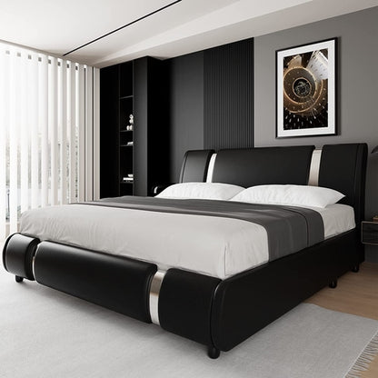 Queen Faux Leather Upholstered Platform Bed Frame