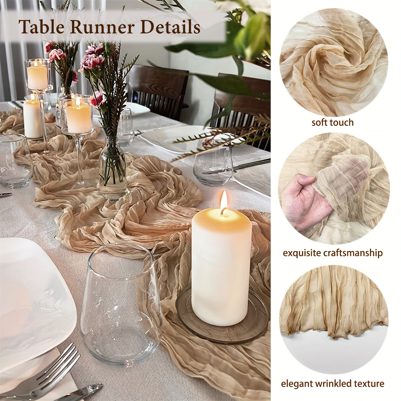 Boho Chic Solid Cheesecloth Table Runner for Events