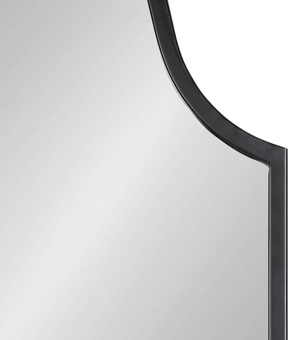 Kate and Laurel Rowla Glam Scalloped Wall Mirror, 23" X 37", Black, Chic, Sophisticated Accent Mirror for Decor or Bathroom Vanity