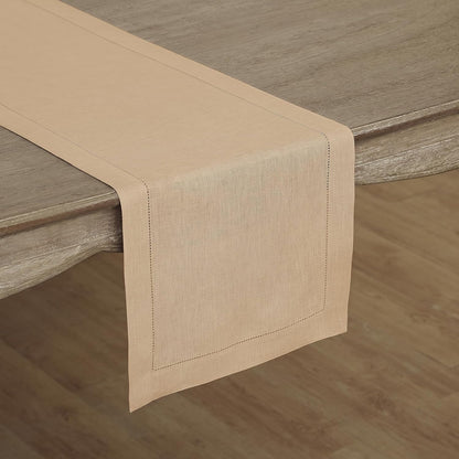 Solino Home Purple Linen Table Runner 60 Inches Long – 100% Pure Linen Classic Hemstitch Table Runner 14 X 60 Inch – Machine Washable Dining Table Runner for Valentines Day, Spring, Easter Decor